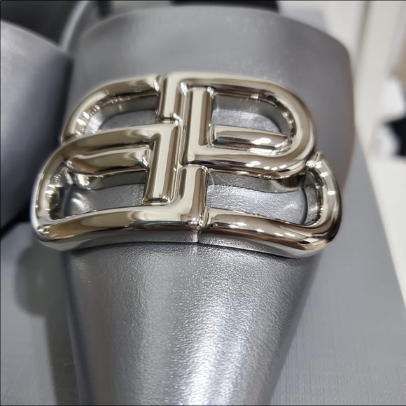 Balenciaga BB metallic leather mules silver - Picture 3 of 7